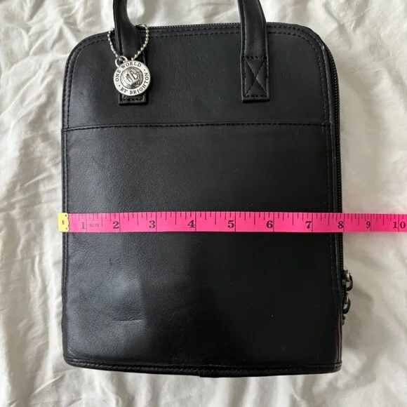 One World By Brighton Shoulder Bag Black Crossbody Croc Embossed Trim - Picture 9 of 12